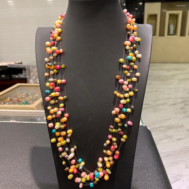 Chains Multi Color Natural Fresh Water Pearl Flowing Necklace Irregular Mutli Layers Fashion Women Jewelry
Chains Multi Color Natural Fresh Water Pearl Flowing Necklace Irregular Mutli Layers Fashion Women Jewelry