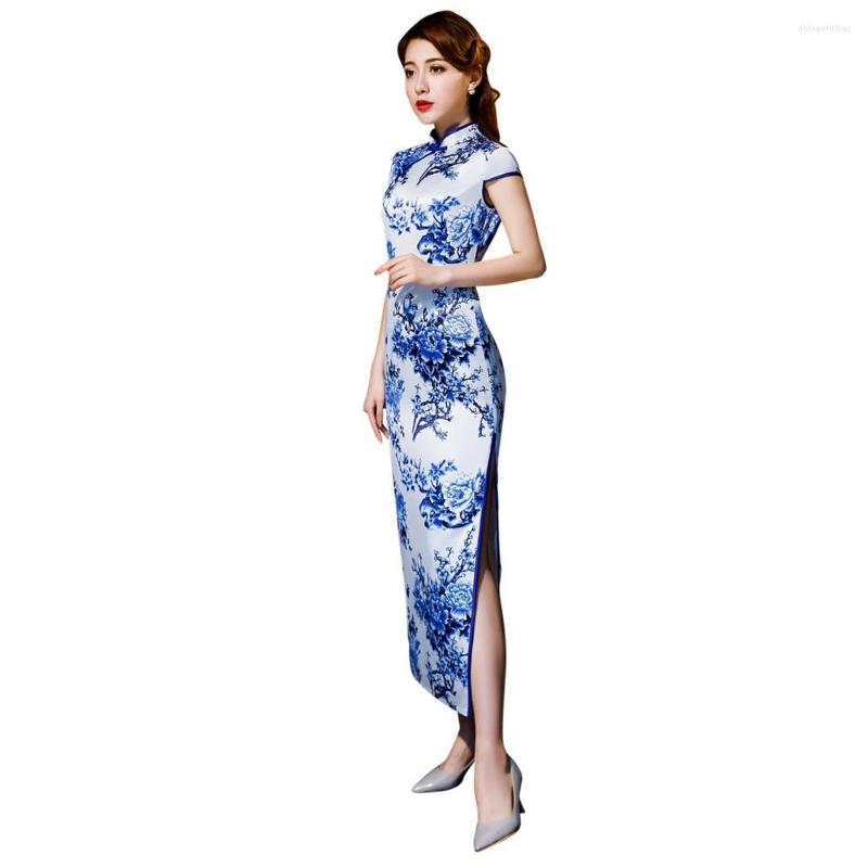 Ethnic Clothing Shanghai Story Short Sleeve Qipao Long Chinese Dress Spring Cheongsam Blue And White Porcelain Print For Woman
Ethnic Clothing Shanghai Story Short Sleeve Qipao Long Chinese Dress Spring Cheongsam Blue And White Porcelain Print For Woman