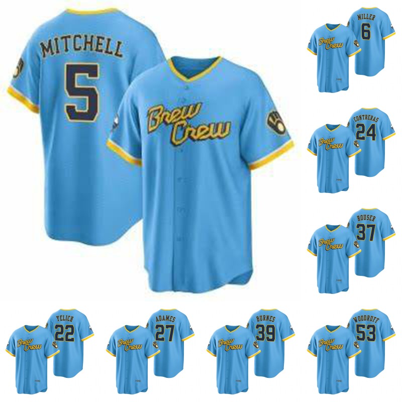 Milwaukee 2023 City Connect Baseball Jersey 5 Garrett Mitchell 24 William Contreras 22 Christian Yelich Willy Adames Luis Urias Corbin Burnes Woodruff Rowdy Tellez, 12 hunter renfroe
Milwaukee 2023 City Connect Baseball Jersey 5 Garrett Mitchell 24 William Contreras 22 Christian Yelich Willy Adames Luis Urias Corbin Burnes Woodruff Rowdy Tellez, 12 hunter renfroe
