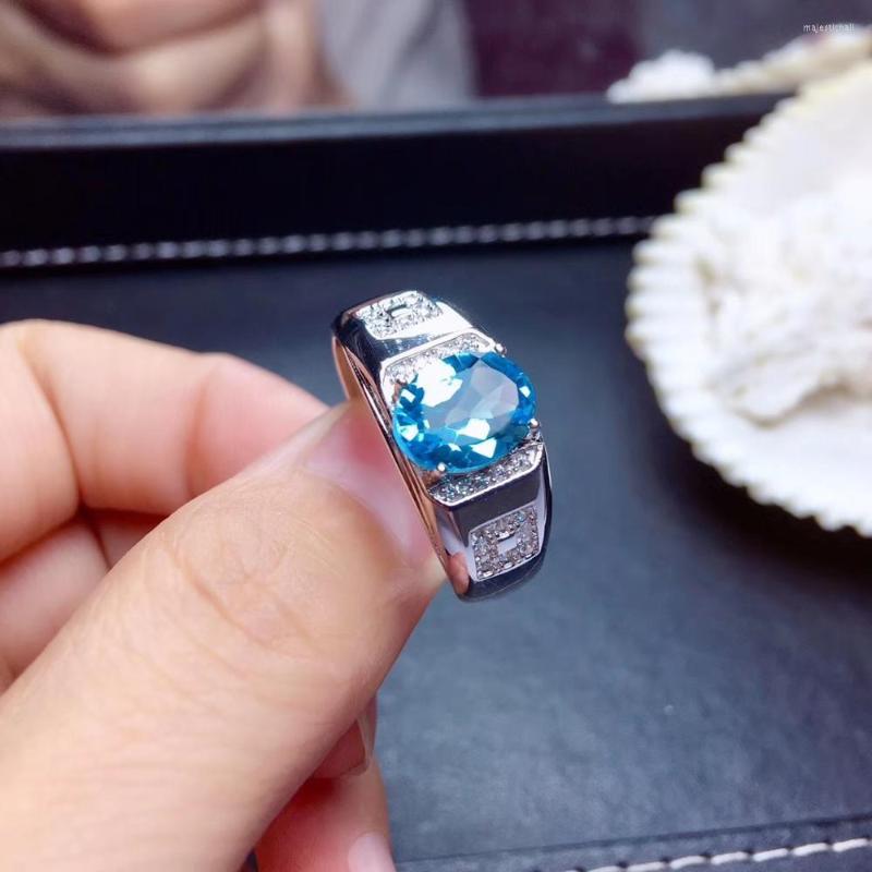 Cluster Rings Clear Blue Topaz Gemstone Ring For Man Silver Jewelry Good Cut Birthday Party Anniversary Gift Natural Gem Ornament
Cluster Rings Clear Blue Topaz Gemstone Ring For Man Silver Jewelry Good Cut Birthday Party Anniversary Gift Natural Gem Ornament