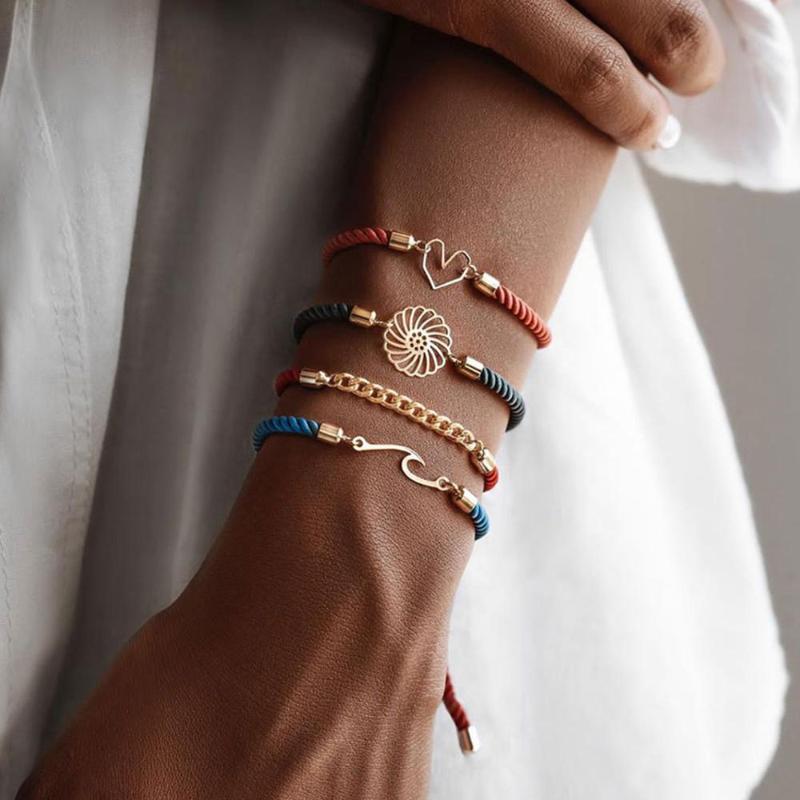Link Bracelets 4PCS/Set Fashion Simple Hand Woven Colorful Rope Couple Heart Shape Bangle Bracelet Girlfriends Jewelry Gift Chain
Link Bracelets 4PCS/Set Fashion Simple Hand Woven Colorful Rope Couple Heart Shape Bangle Bracelet Girlfriends Jewelry Gift Chain