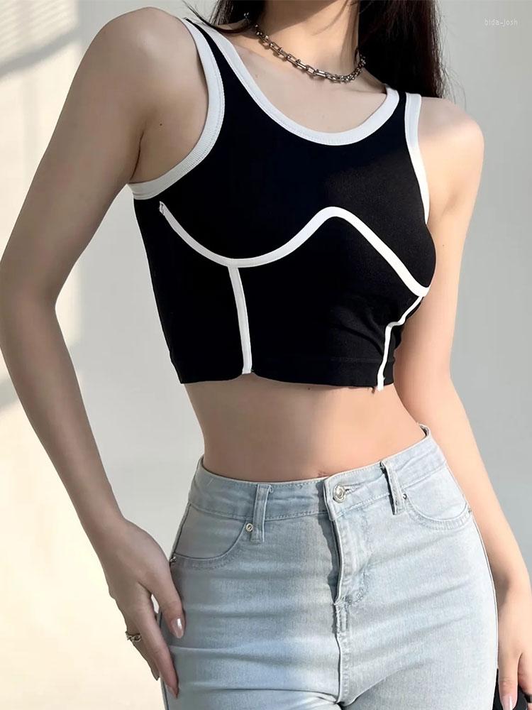 Women's Tanks Summer U-neck Contrast Cropped Women's Vest Y2k 2023 Sexy Aesthetic Backless Pleated Basic Tank Tops Fashion Lady Chic, Black
Women's Tanks Summer U-neck Contrast Cropped Women's Vest Y2k 2023 Sexy Aesthetic Backless Pleated Basic Tank Tops Fashion Lady Chic, Black