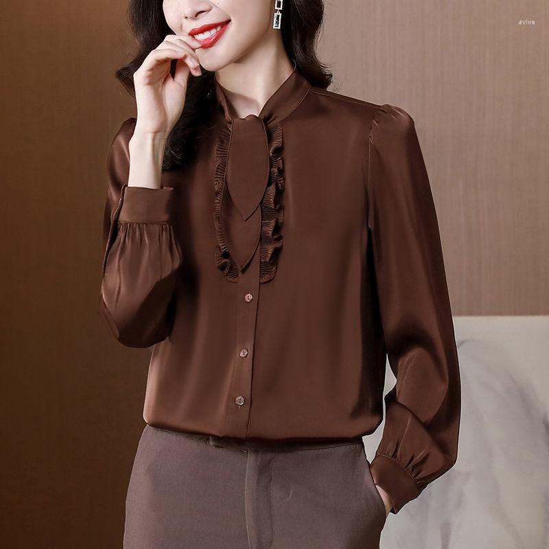 Women's Blouses Blouse Female Silk Shirt Jacket 2023 Spring Wild Foreign Korean Version Of The Loose Mulberry Solid Color, Auburn
Women's Blouses Blouse Female Silk Shirt Jacket 2023 Spring Wild Foreign Korean Version Of The Loose Mulberry Solid Color, Auburn