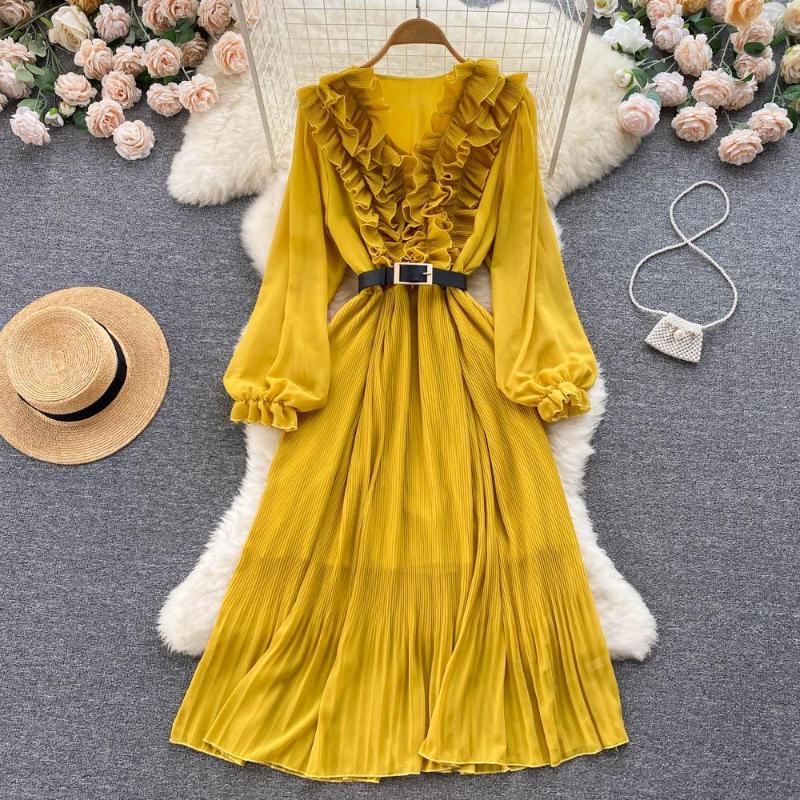 Casual Dresses Chic Ruffle Elegant Puff Sleeve Chiffon Dress A-line Beach Vacation Evening Party Midi Flare Women Fashion Spring Vestidos, Black
Casual Dresses Chic Ruffle Elegant Puff Sleeve Chiffon Dress A-line Beach Vacation Evening Party Midi Flare Women Fashion Spring Vestidos, Black