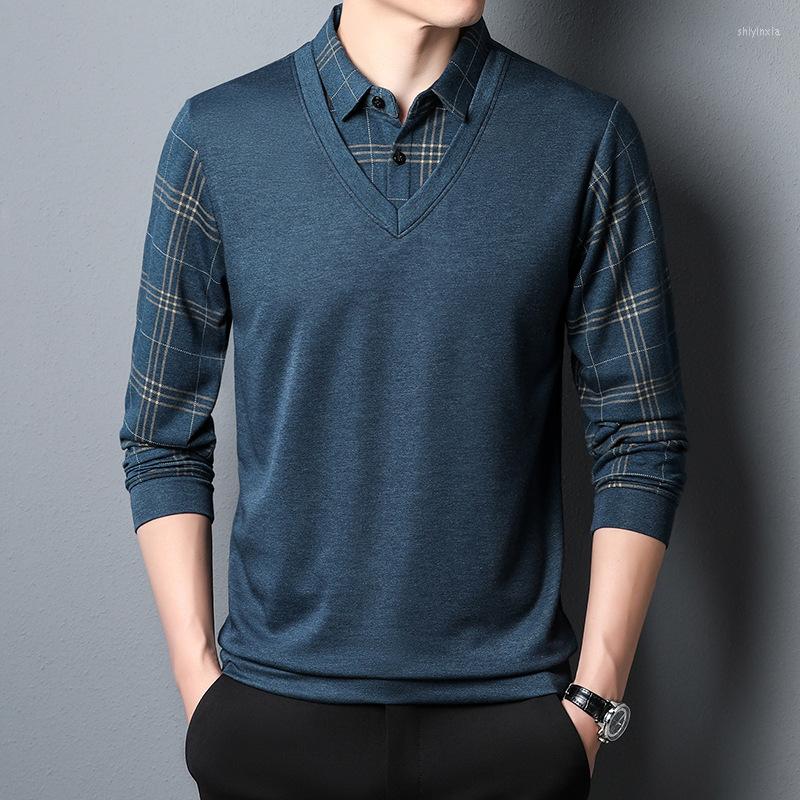 Men's T Shirts 2023 Spring Casual Loose Plaid Men T-shirt Long Sleeve Business Holiday Two-piece Male Cotton Pullover Tee, Blue
Men's T Shirts 2023 Spring Casual Loose Plaid Men T-shirt Long Sleeve Business Holiday Two-piece Male Cotton Pullover Tee, Blue