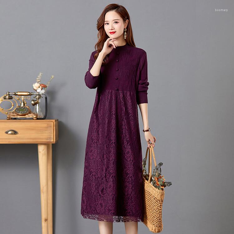 Casual Dresses 2023 Women Elegant Autumn Winter Sweater Dress Woman Long Lace Patchwork Full Sleeve, Auburn
Casual Dresses 2023 Women Elegant Autumn Winter Sweater Dress Woman Long Lace Patchwork Full Sleeve, Auburn