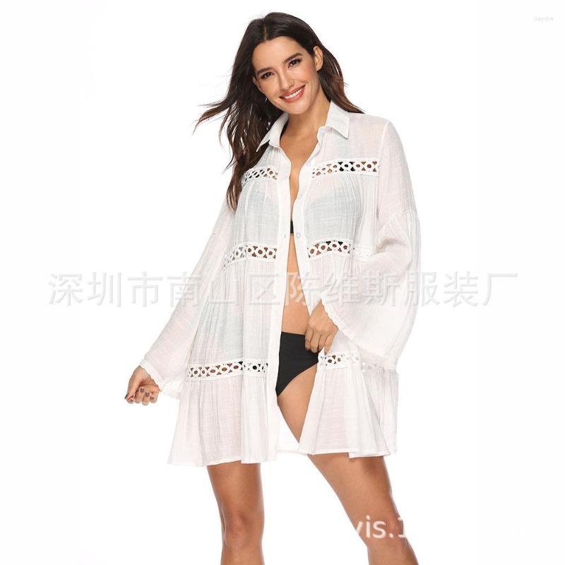 Casual Dresses Long Sleeve Summer Womens Chiffon Lace Stitching Top Flared Sun Protection Shirt Beach Blouse For Women, White
Casual Dresses Long Sleeve Summer Womens Chiffon Lace Stitching Top Flared Sun Protection Shirt Beach Blouse For Women, White