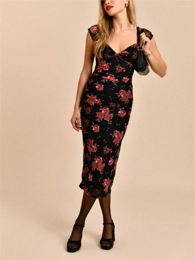 Party Dresses Women Retro Rose Print Sling Midi Dress 2023 French Ladies V-Neck Sleeveless Wrap Sexy Pleated Robe For
Party Dresses Women Retro Rose Print Sling Midi Dress 2023 French Ladies V-Neck Sleeveless Wrap Sexy Pleated Robe For