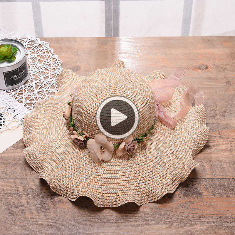 Summer Hats Caps Men's Women's new Korean women's hat big wave flower sunshade hat beach outdoor sun hat sunscreen straw hat, Beige
Summer Hats Caps Men's Women's new Korean women's hat big wave flower sunshade hat beach outdoor sun hat sunscreen straw hat, Beige