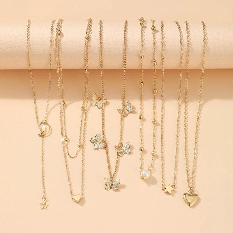 Pendant Necklaces Creative Simple Fashionable Elegant Women's Jewelry Moon Heat Star Butterfly Pearl Necklace 6-Piece Set Pendants
Pendant Necklaces Creative Simple Fashionable Elegant Women's Jewelry Moon Heat Star Butterfly Pearl Necklace 6-Piece Set Pendants
