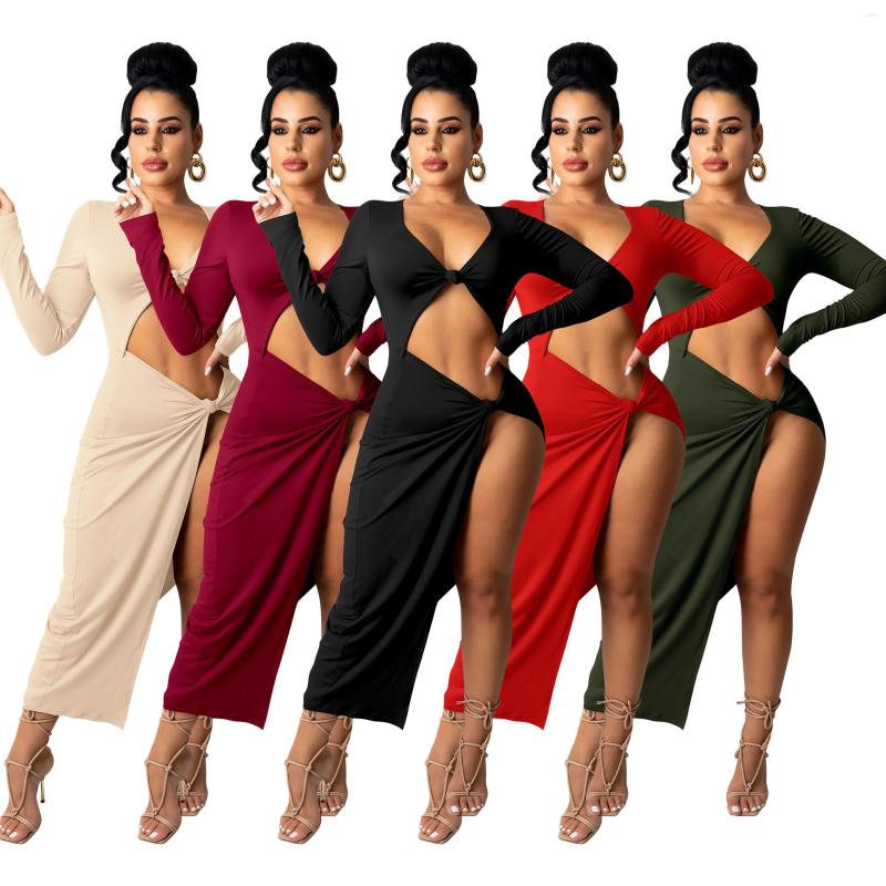 Casual Dresses Sexy Women Dress Long Hollow Out Side Split Solid Color High Street Party Night Clubwear For Vestidos, Burgundy
Casual Dresses Sexy Women Dress Long Hollow Out Side Split Solid Color High Street Party Night Clubwear For Vestidos, Burgundy
