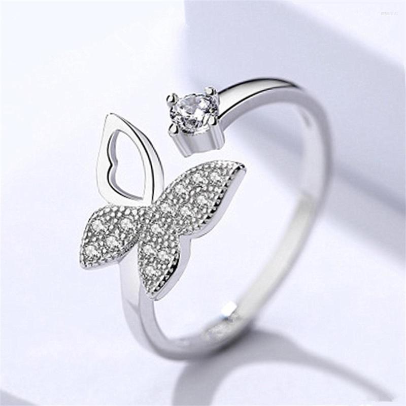 Wedding Rings Women Silver Plated Adjustable Open Butterfly Cubic Zirconia Couple Give Girl Gift Fashion Jewelry
Wedding Rings Women Silver Plated Adjustable Open Butterfly Cubic Zirconia Couple Give Girl Gift Fashion Jewelry