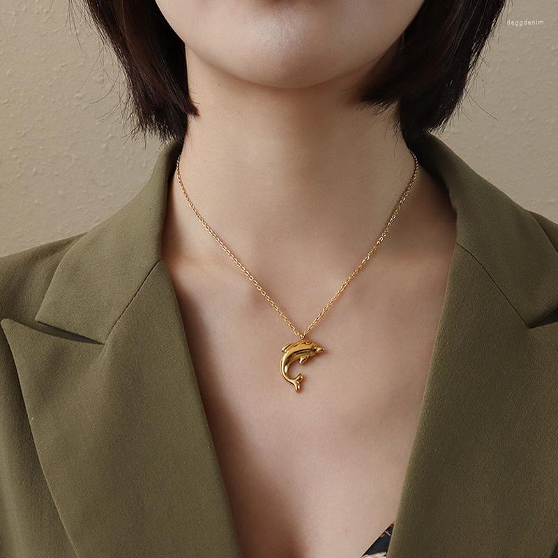 Pendant Necklaces Summer Cartoon Cute Little Dolphin Maiden Necklace Clavicle Chain Titanium Alloy Jewelry Children's Gift
Pendant Necklaces Summer Cartoon Cute Little Dolphin Maiden Necklace Clavicle Chain Titanium Alloy Jewelry Children's Gift