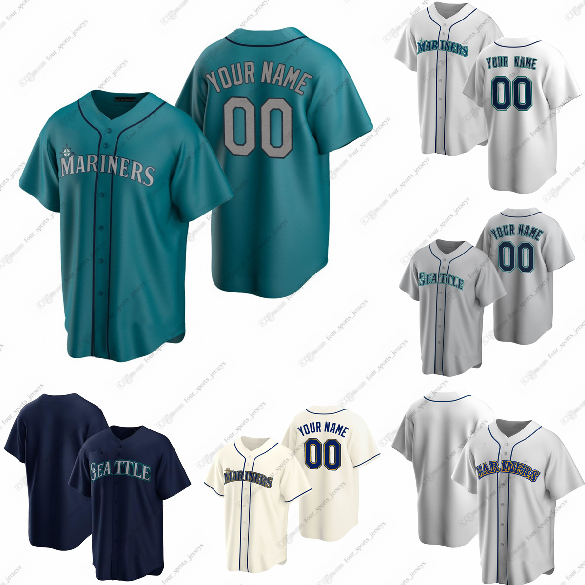 

2023 Custom Mariners Baseball Jerseys Matt Brash Diego Castillo Luis Castillo Chris Clarke Matthew Festa Chris Flexen Michael Flynn Logan Gilbert Marco Gonzales, Men