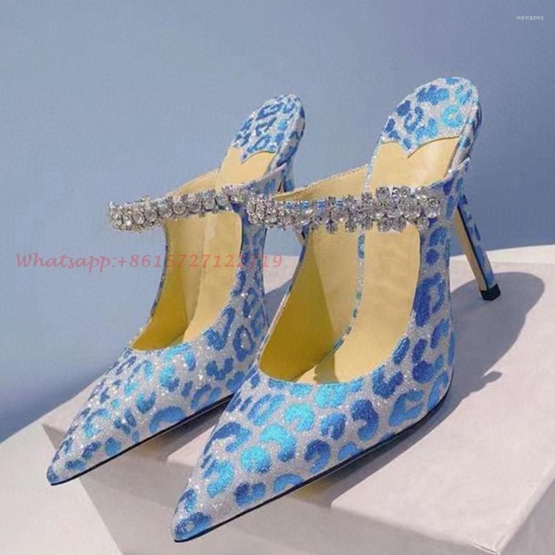Slippers Leopard Glitter Summer Light Blue Women Crystal Wrap Brand Stiletto Heels Sexy Pointy Toe Ladies Outfit Shoes, 8.5cm
Slippers Leopard Glitter Summer Light Blue Women Crystal Wrap Brand Stiletto Heels Sexy Pointy Toe Ladies Outfit Shoes, 8.5cm