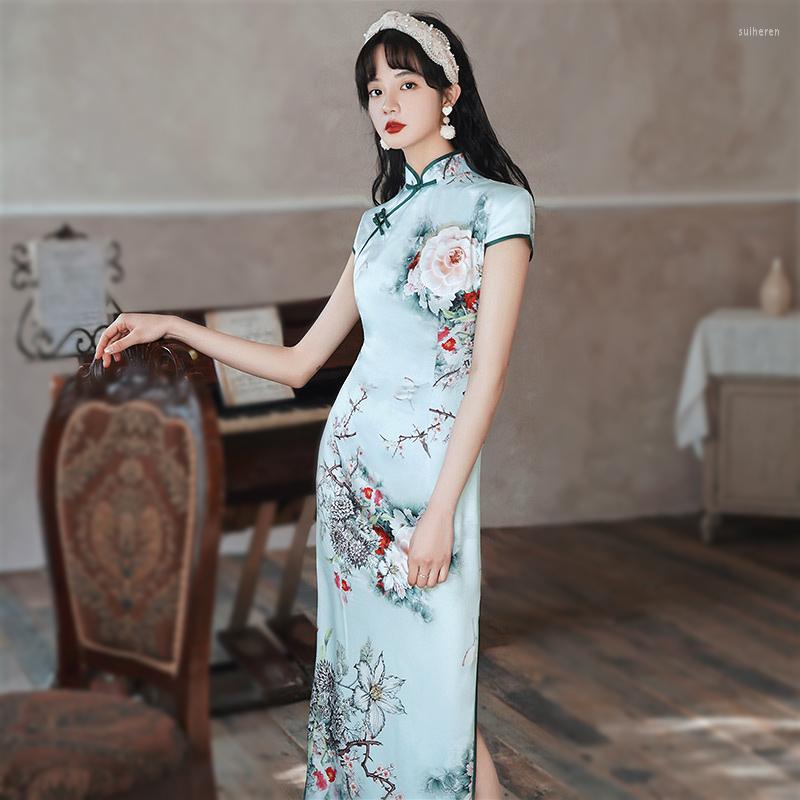 Ethnic Clothing Sheng Coco Women Vintage Chipao Ligth Blue Evening Party Dress Chinese Qipao Oriental Mandarin Collar Floral Elegant
Ethnic Clothing Sheng Coco Women Vintage Chipao Ligth Blue Evening Party Dress Chinese Qipao Oriental Mandarin Collar Floral Elegant