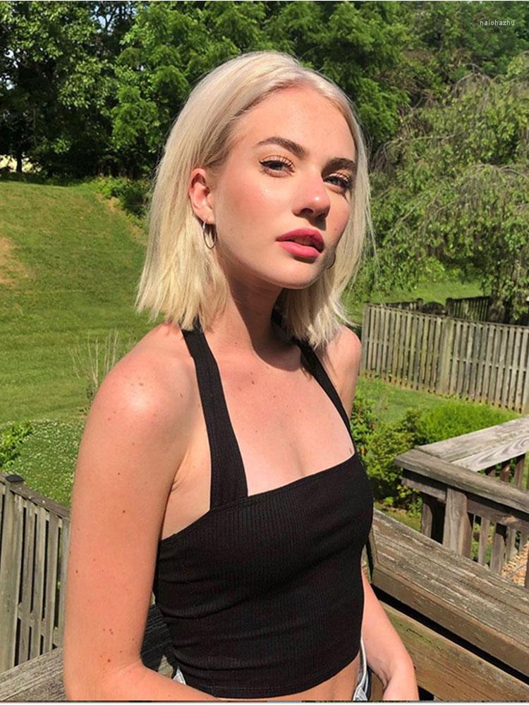 Women' Tanks Kalevest Y2K Crop Top Black Streetwear All-match Women Tops Solid Lace Up Halter Neck Camis Gyaru Clothing For Female
Women' Tanks Kalevest Y2K Crop Top Black Streetwear All-match Women Tops Solid Lace Up Halter Neck Camis Gyaru Clothing For Female