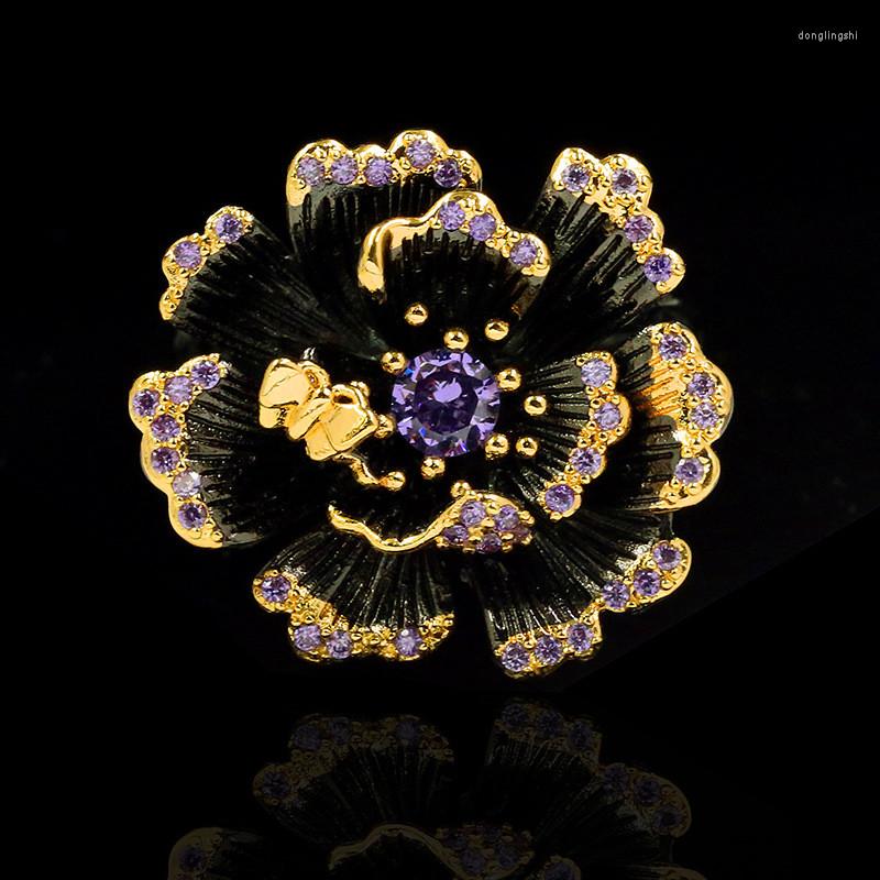 Wedding Rings Vintage Female Purple Crystal Hollow Ring Classic 14KT Black Gold Luxury Zircon Flower Engagement For Women
Wedding Rings Vintage Female Purple Crystal Hollow Ring Classic 14KT Black Gold Luxury Zircon Flower Engagement For Women