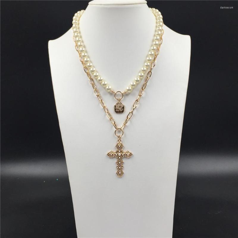 Pendant Necklaces Elegant Lady Jewelry Gold Color Plating Pearl Decorated Square Cross Layered Necklace Statement For Party Accessory
Pendant Necklaces Elegant Lady Jewelry Gold Color Plating Pearl Decorated Square Cross Layered Necklace Statement For Party Accessory