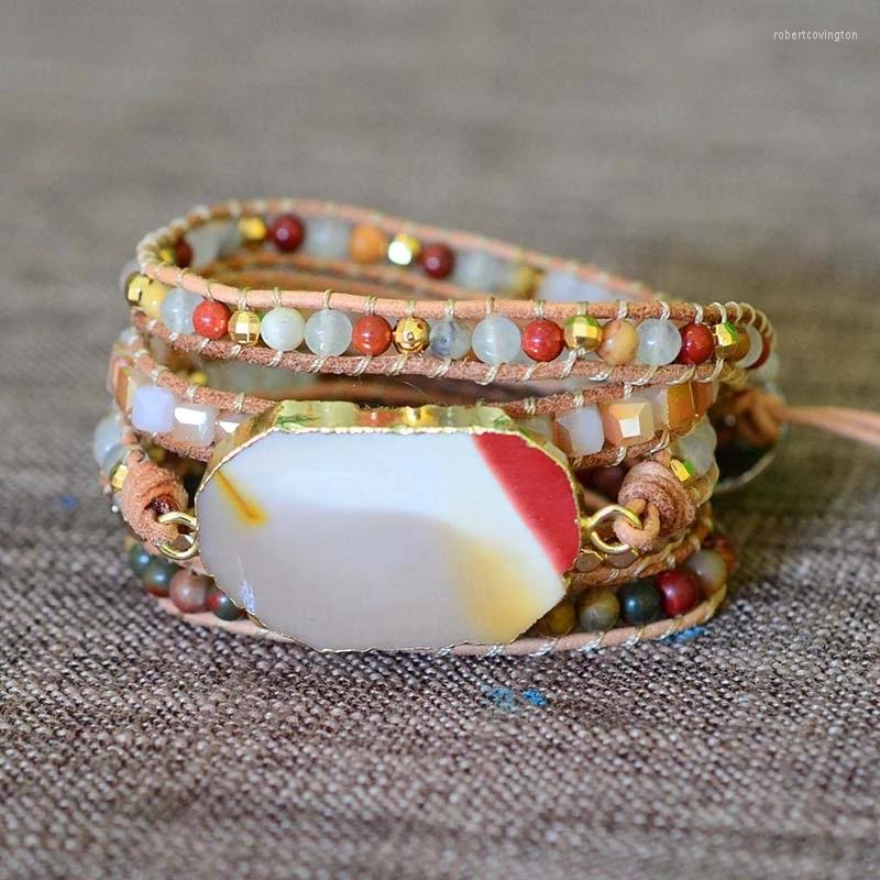 Charm Bracelets Arrival 4Unik Natural Stone Bracelet 5 Wraps Handmade Bloodstone Pendant For Women Drop
Charm Bracelets Arrival 4Unik Natural Stone Bracelet 5 Wraps Handmade Bloodstone Pendant For Women Drop