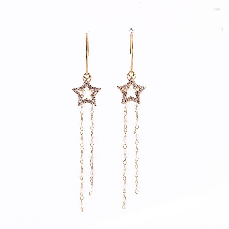 Dangle Earrings Constellation Rhinestone Jewelry Gold Plating Star Tassel