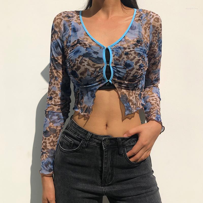 Women' T Shirts Leopard Floral Patchwork Crop Tops Sheer Mesh Long Sleeve V-Neck Shopping Sexy Perspective Slim Wild Button T-Shirts, Blue
Women' T Shirts Leopard Floral Patchwork Crop Tops Sheer Mesh Long Sleeve V-Neck Shopping Sexy Perspective Slim Wild Button T-Shirts, Blue