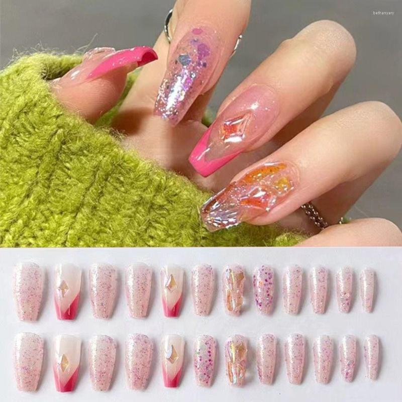 False Nails 24Pcs Shining Crystal Pink Long Ballerina French Detachable Full Cover Fake Press On DIY Nail Tip, Only fake nails
False Nails 24Pcs Shining Crystal Pink Long Ballerina French Detachable Full Cover Fake Press On DIY Nail Tip, Only fake nails