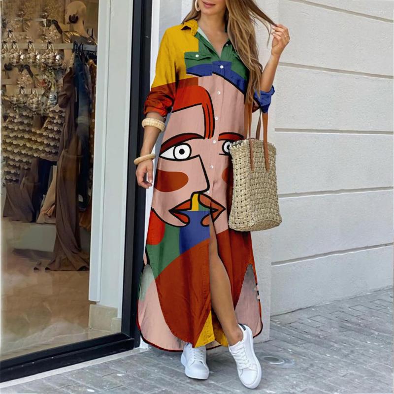 Casual Dresses Autumn Women Shirt Dress Button Long Sleeve Elegant Print Turn-down-collar Party
Casual Dresses Autumn Women Shirt Dress Button Long Sleeve Elegant Print Turn-down-collar Party