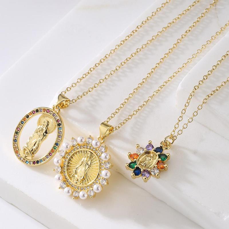 Pendant Necklaces BUY High Quality Gold Color Copper Religion Jewelry Fashion Colourful CZ Zircon Virgin Mary Necklace For Women
Pendant Necklaces BUY High Quality Gold Color Copper Religion Jewelry Fashion Colourful CZ Zircon Virgin Mary Necklace For Women