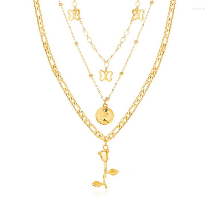 Pendant Necklaces Charm Rose Flower Round Head Portrait Disc Multilayer Chain Butterfly Necklace Jewelry For Women Female
Pendant Necklaces Charm Rose Flower Round Head Portrait Disc Multilayer Chain Butterfly Necklace Jewelry For Women Female