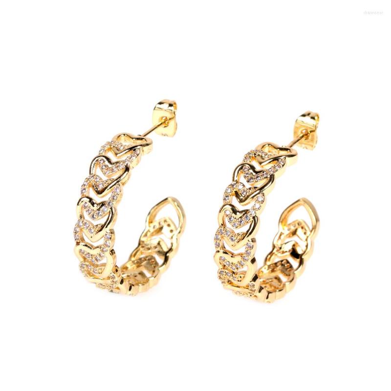 Stud Earrings EYIKA Luxury Zircon Link Love Heart Circle For Women Party Creativity Jewelry Gold Color C Shape Pendientes Mujer 
Stud Earrings EYIKA Luxury Zircon Link Love Heart Circle For Women Party Creativity Jewelry Gold Color C Shape Pendientes Mujer