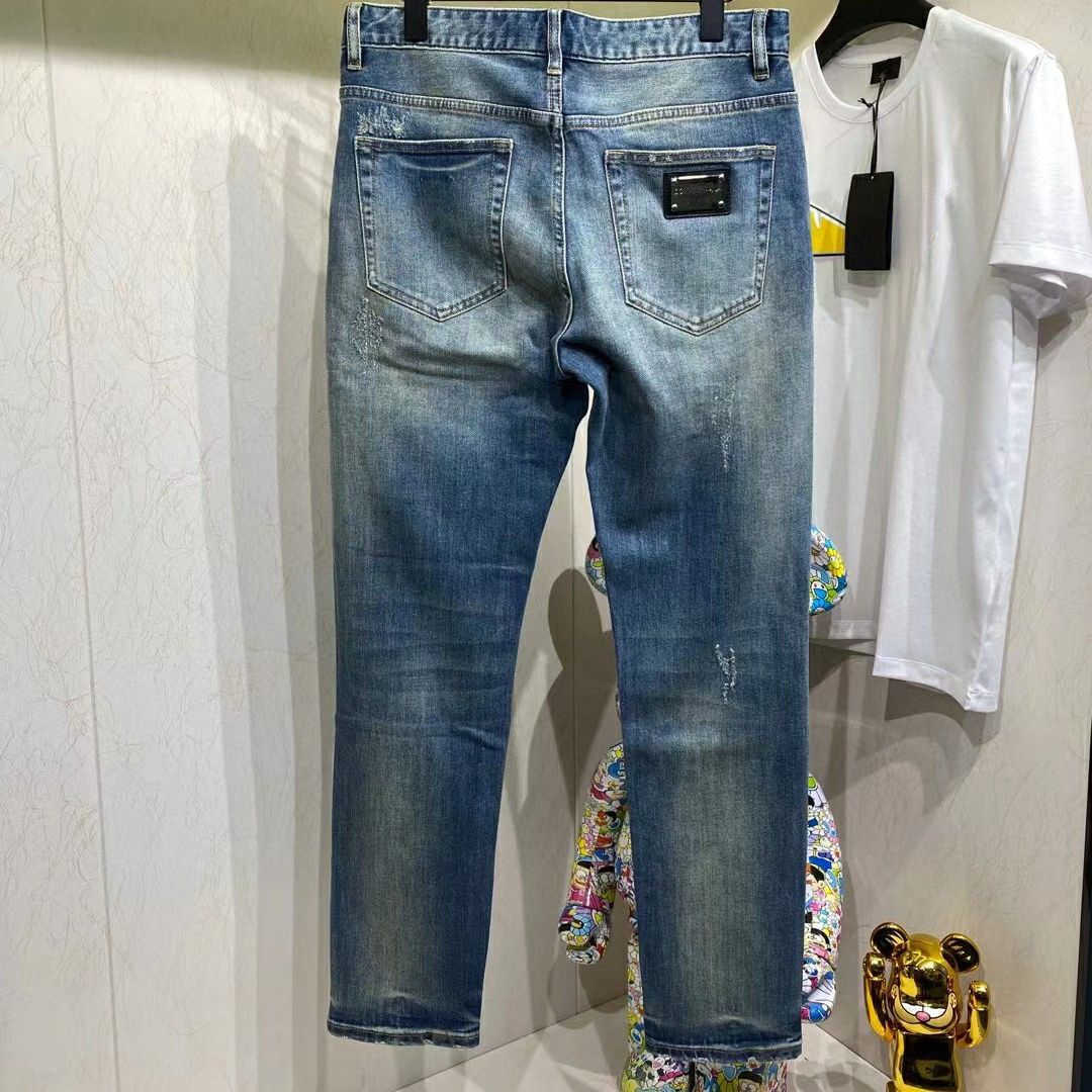 D new g retro jeans designer mens pants American micro loose nine-point Pants fashion all-match denim slacks, Blue
D new g retro jeans designer mens pants American micro loose nine-point Pants fashion all-match denim slacks, Blue
