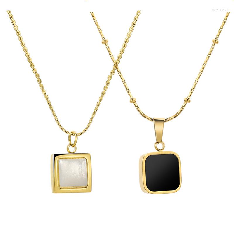 Chains Black Square Stainless Steel Pendant Necklace Clavicle Chain Titanium Color 18K Gold Jewelry
Chains Black Square Stainless Steel Pendant Necklace Clavicle Chain Titanium Color 18K Gold Jewelry