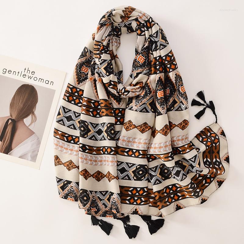 Scarves Scarf For Woman Soft Cotton Shawl Wrap Tassel Viscose Muslim Hijab Boho Beach Towel Female Bandana Headscarf