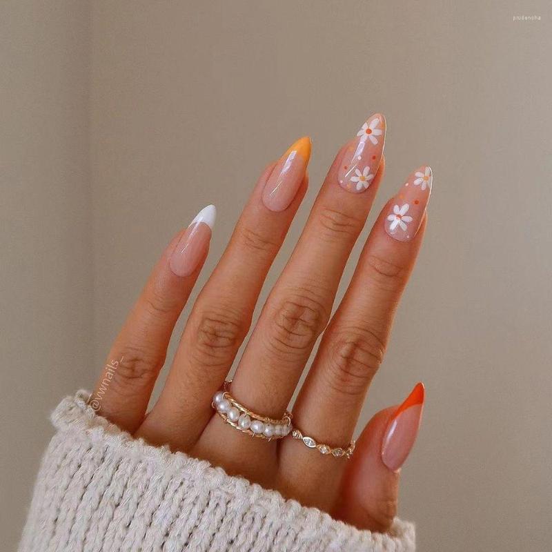 False Nails 24pcs Small White Flower Pattern Almond Wearable French Fake Full Cover Nail Tips Press On Manicure Tool, 03
False Nails 24pcs Small White Flower Pattern Almond Wearable French Fake Full Cover Nail Tips Press On Manicure Tool, 03