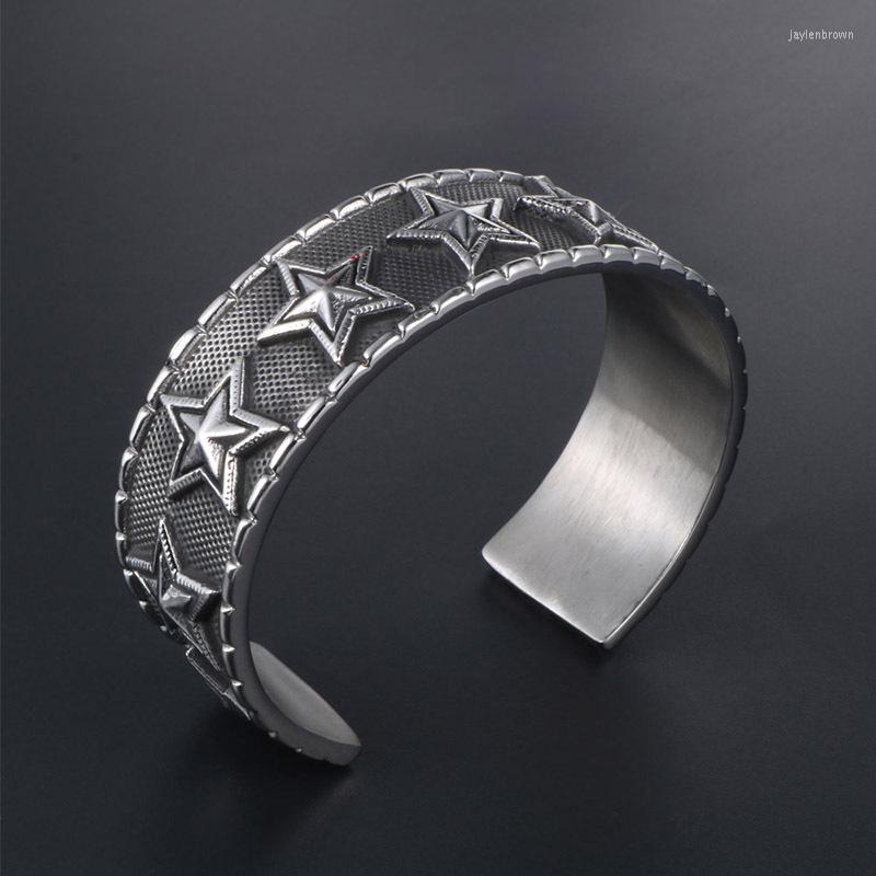 Bangle European And American Five-pointed Star Wide Titanium Steel Bracelet For Men Women Personality Punk Couple Jewelry SZ040
Bangle European And American Five-pointed Star Wide Titanium Steel Bracelet For Men Women Personality Punk Couple Jewelry SZ040