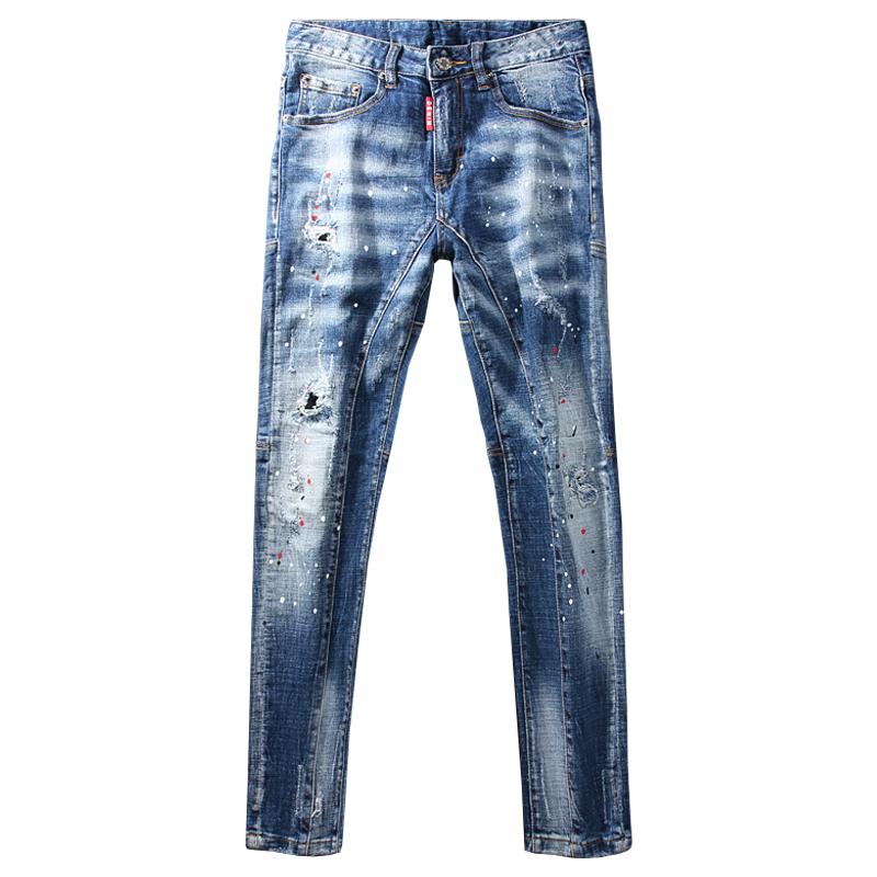 Men's Jeans American Streetwear Fashion Men Light Blue Painted Ripped Trousers Spliced Designer Elastic Slim Fit Hip Hop Biker PantsMen's
Men's Jeans American Streetwear Fashion Men Light Blue Painted Ripped Trousers Spliced Designer Elastic Slim Fit Hip Hop Biker PantsMen's