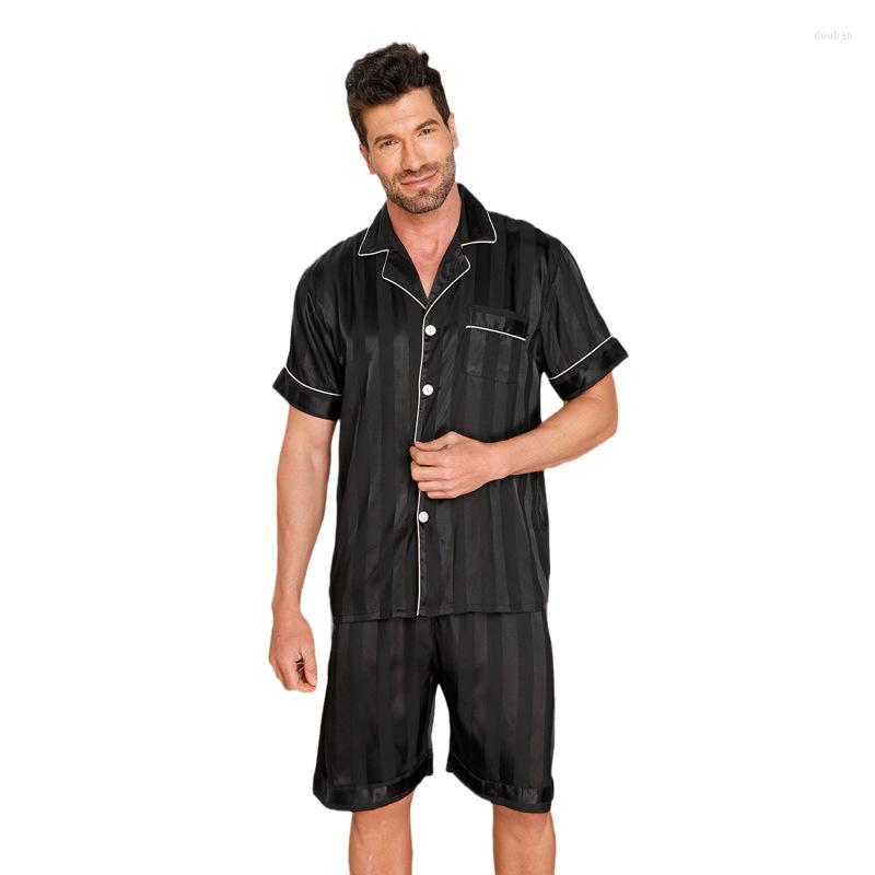 Men' Sleepwear Black Color Men' Short Sleeve Shorts Two Pcs Sets For Spring And Summer Thin Pijama Silk Home Wear Fashion Men Pajamas, Solid
Men' Sleepwear Black Color Men' Short Sleeve Shorts Two Pcs Sets For Spring And Summer Thin Pijama Silk Home Wear Fashion Men Pajamas, Solid