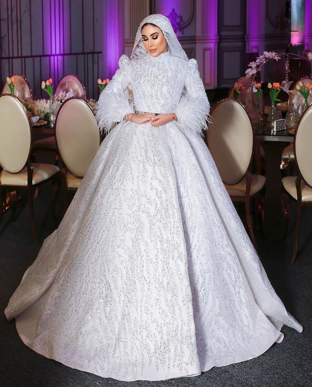 Luxury Ball Gown Wedding Dresses High Neck Long Sleeves Sequins Appliques Beaded Floor Length Ruffles Feather Sleeve 3D Lace Bridal Gowns Plus Size Vestido de novia, Daffodil
Luxury Ball Gown Wedding Dresses High Neck Long Sleeves Sequins Appliques Beaded Floor Length Ruffles Feather Sleeve 3D Lace Bridal Gowns Plus Size Vestido de novia, Daffodil