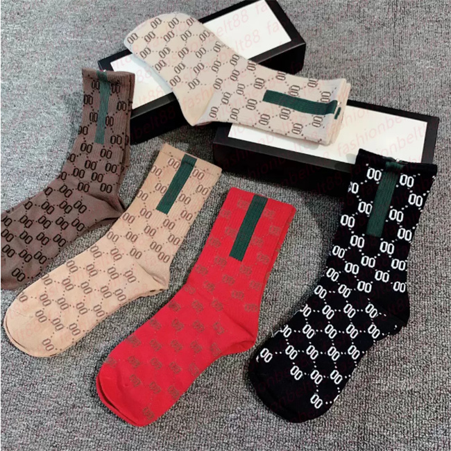 Designer Mens Womens Socks Five Pair Luxe Sports Winter Mesh Letter Printed Sock Embroidery Cotton Man Woman With Box AAAA1, Multi