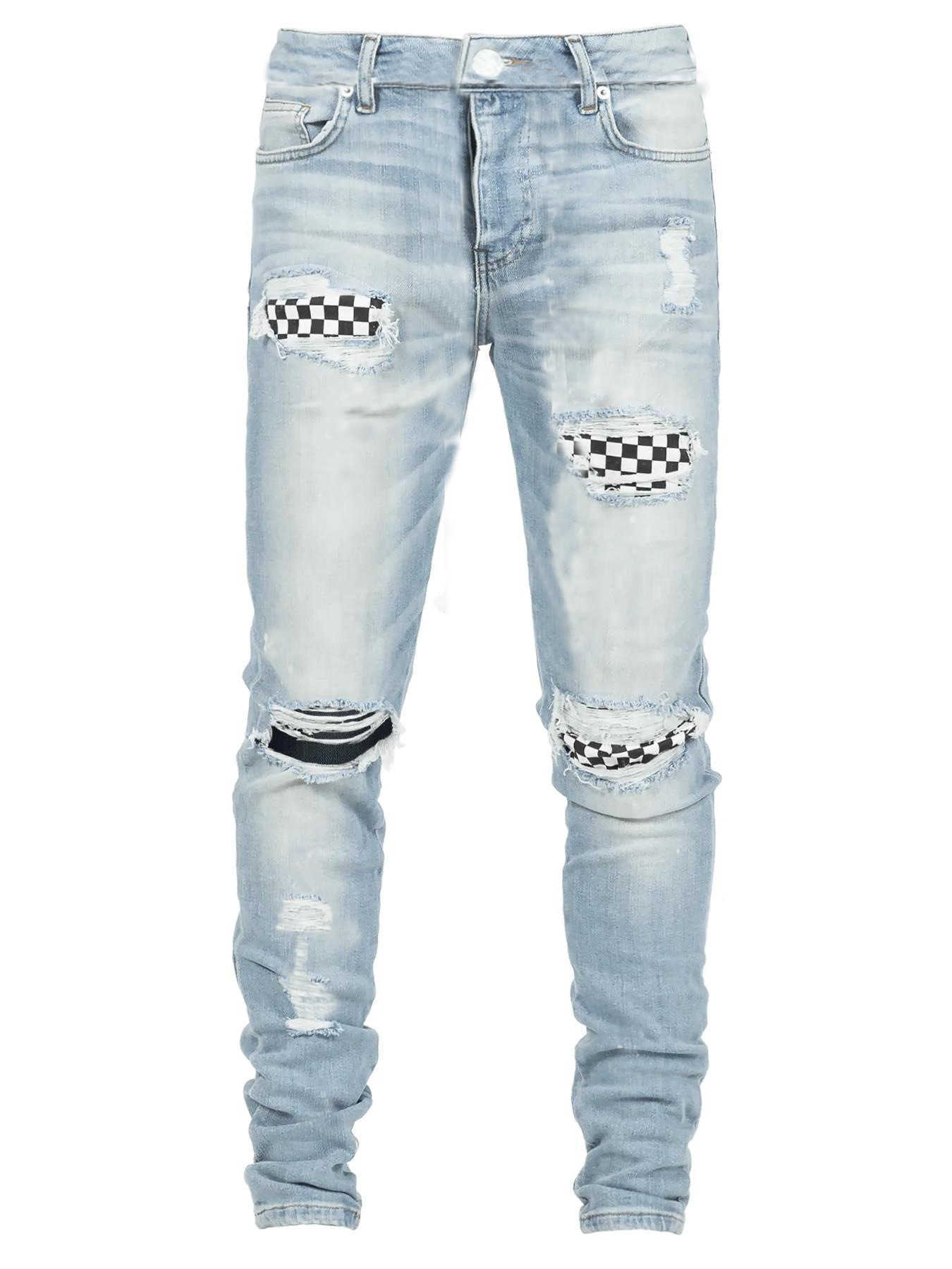Jeans Mens Am1r1 Trousers Pants Mirri Ripped Fashion Designer Brand New Men's White Embroidery Patch Elastic Slim Denim Hip Hop High DTVP, Light blue
Jeans Mens Am1r1 Trousers Pants Mirri Ripped Fashion Designer Brand New Men's White Embroidery Patch Elastic Slim Denim Hip Hop High DTVP, Light blue