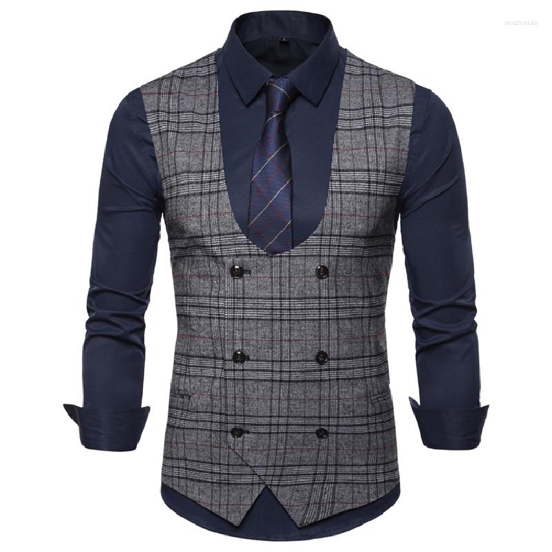 Men's Vests 2023 Mens Business Casual Plaid Suit Slim Fit Double Breasted Waistcoat Chalecos Para Hombre, Dark grey
Men's Vests 2023 Mens Business Casual Plaid Suit Slim Fit Double Breasted Waistcoat Chalecos Para Hombre, Dark grey