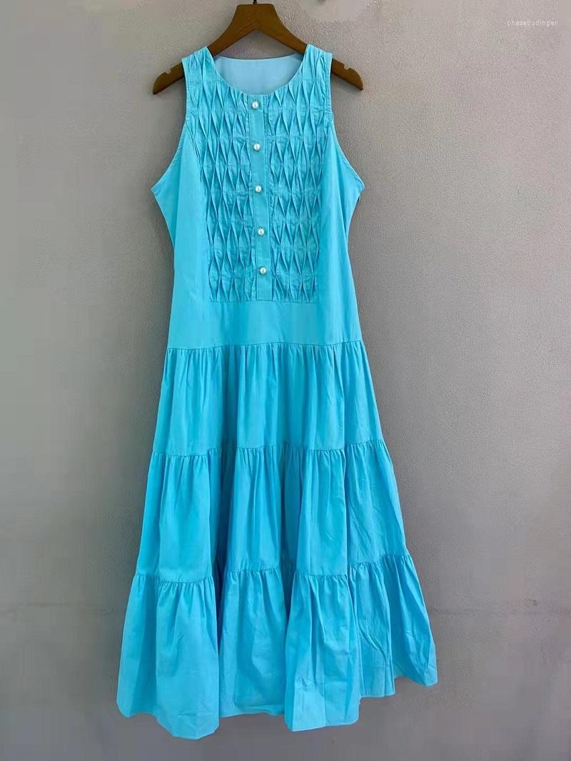 Casual Dresses 2023 Summer Fashion White Blue Yellow Dress High Quality Ladies Pleated Buttons Front Deco Sexy Sleeveless Belt
Casual Dresses 2023 Summer Fashion White Blue Yellow Dress High Quality Ladies Pleated Buttons Front Deco Sexy Sleeveless Belt