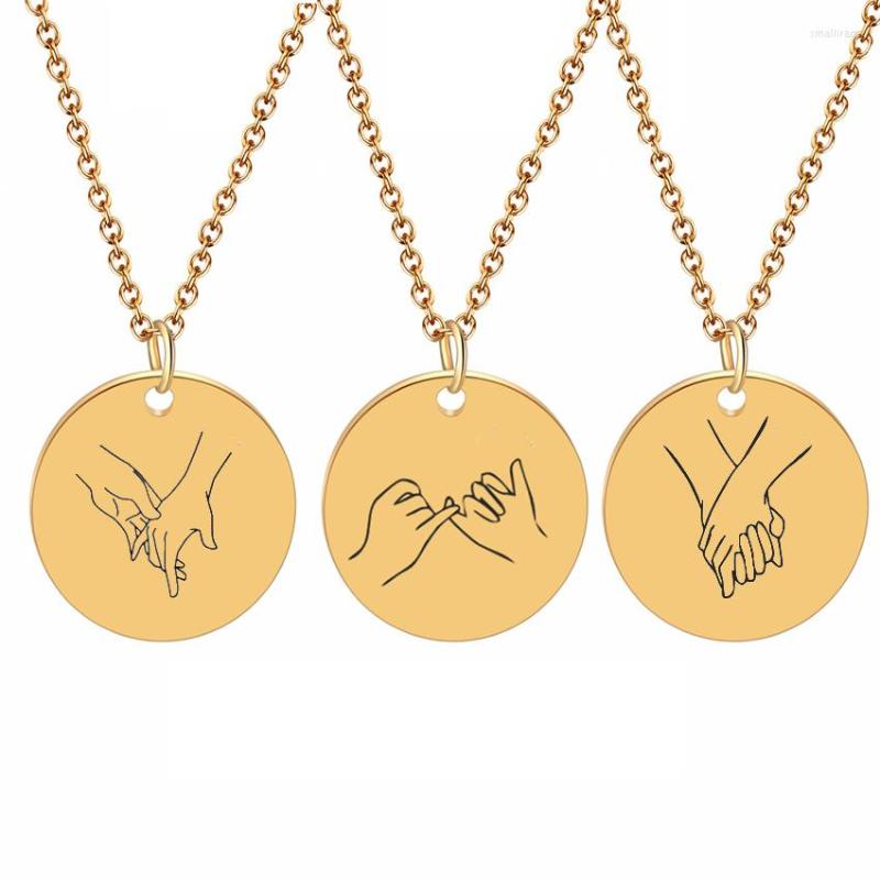 Chains Gold Hand Gesture Necklace Custom Pinky Promise Pendant Stainless Steel Disk Erkek Kolye Friend Gifts 
Chains Gold Hand Gesture Necklace Custom Pinky Promise Pendant Stainless Steel Disk Erkek Kolye Friend Gifts