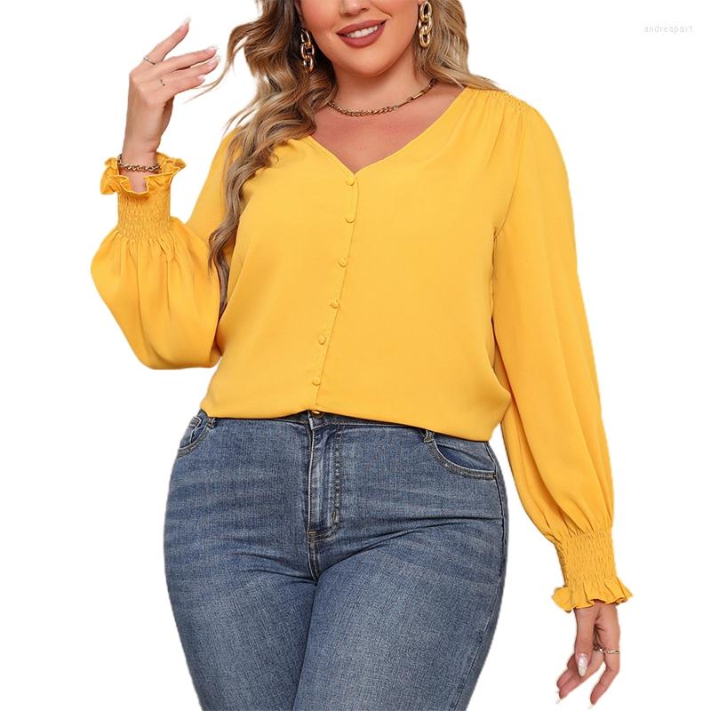 Women's Blouses 896E Women Plus Size Long Sleeve V Neck Shirts Single Breasted Tops Blouse Button Up, Yellow
Women's Blouses 896E Women Plus Size Long Sleeve V Neck Shirts Single Breasted Tops Blouse Button Up, Yellow