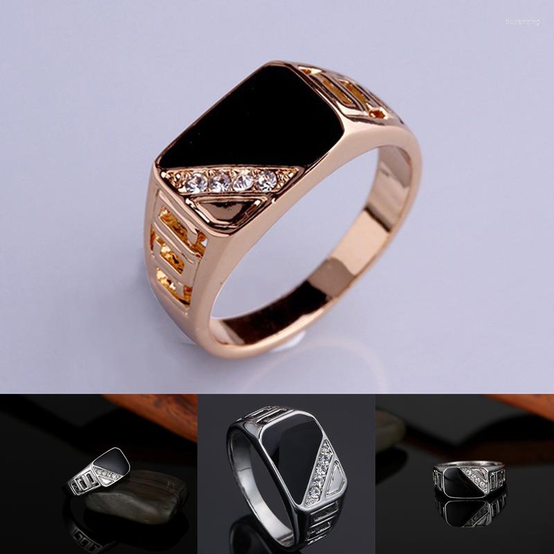 Wedding Rings Fashion Male Jewelry Classic Gold Color Rhinestone Ring Black Enamel For Men Christmas Party Gift
Wedding Rings Fashion Male Jewelry Classic Gold Color Rhinestone Ring Black Enamel For Men Christmas Party Gift