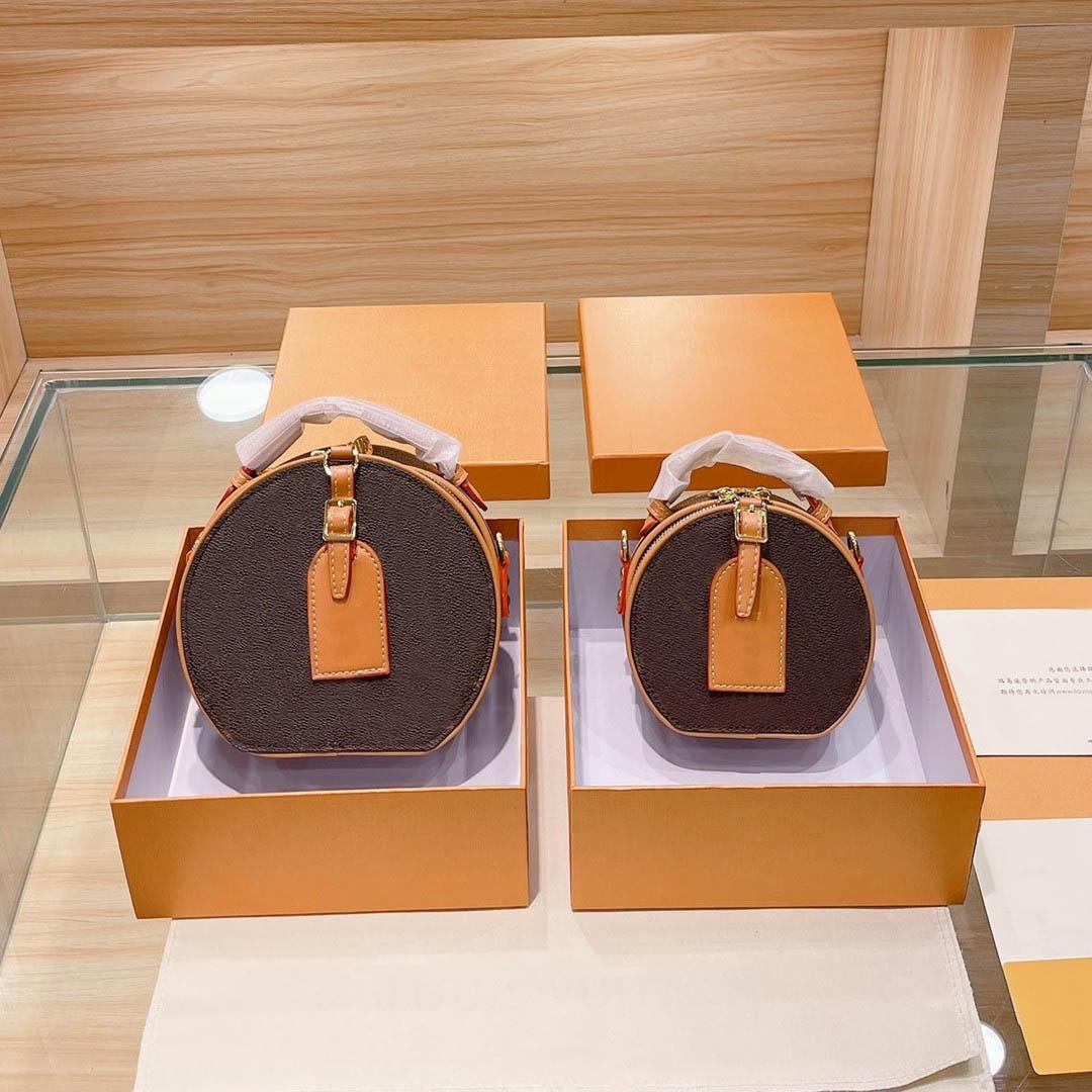 Designer Mini Round Crossbody Purse for Women Luxury Leather Vintage Monogram Circle Bag with Detachable Strap Lightweight Top Handle Handbag for Daily