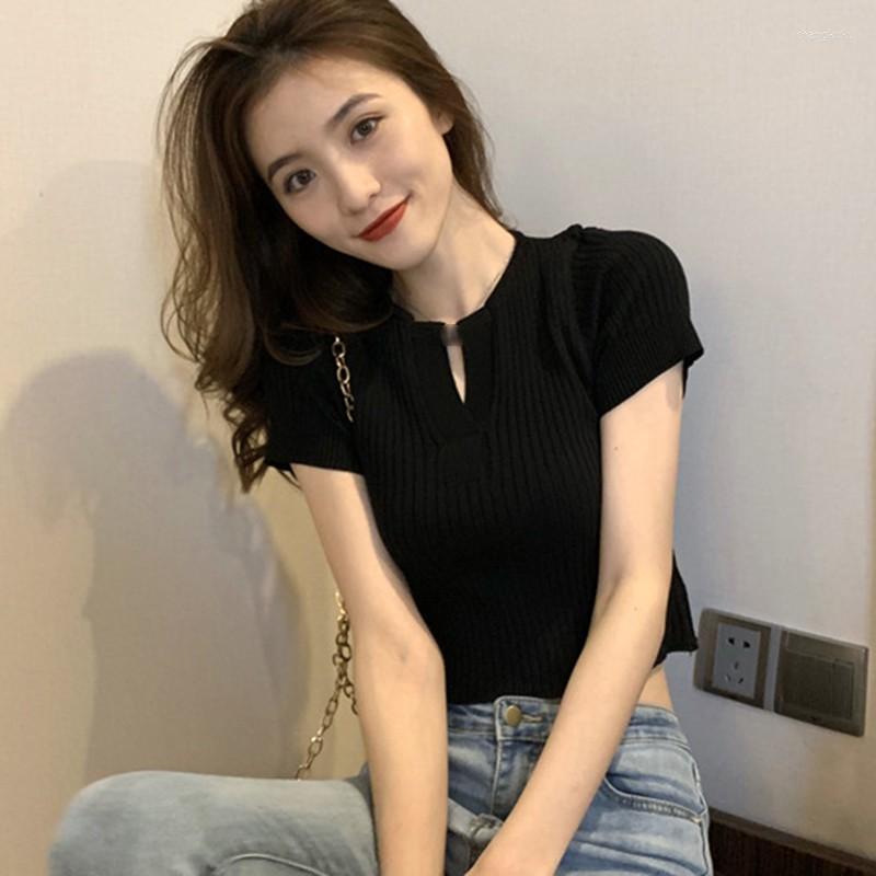 Women's T Shirts Solid Color Knitted Tee V-neck Sexy Slim Short T-shirt Summer Women's Wild Knit Short-sleeved, Black
Women's T Shirts Solid Color Knitted Tee V-neck Sexy Slim Short T-shirt Summer Women's Wild Knit Short-sleeved, Black