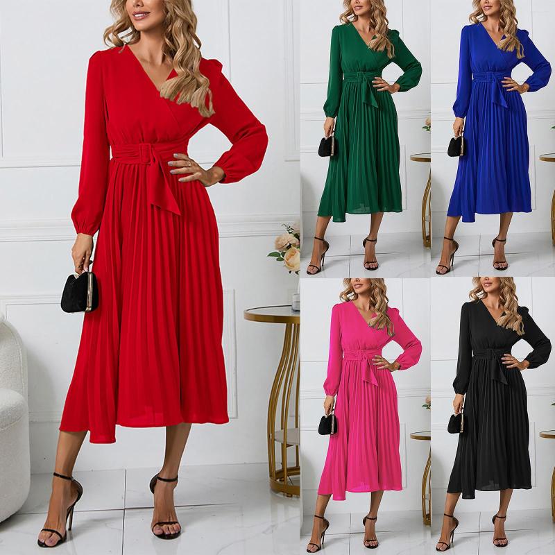 Casual Dresses Luxury Evening Women Elegant Vestidos Long Sleeve Slim Fit Pleated Belt V-neck Dress Wedding Party Prom, Black
Casual Dresses Luxury Evening Women Elegant Vestidos Long Sleeve Slim Fit Pleated Belt V-neck Dress Wedding Party Prom, Black