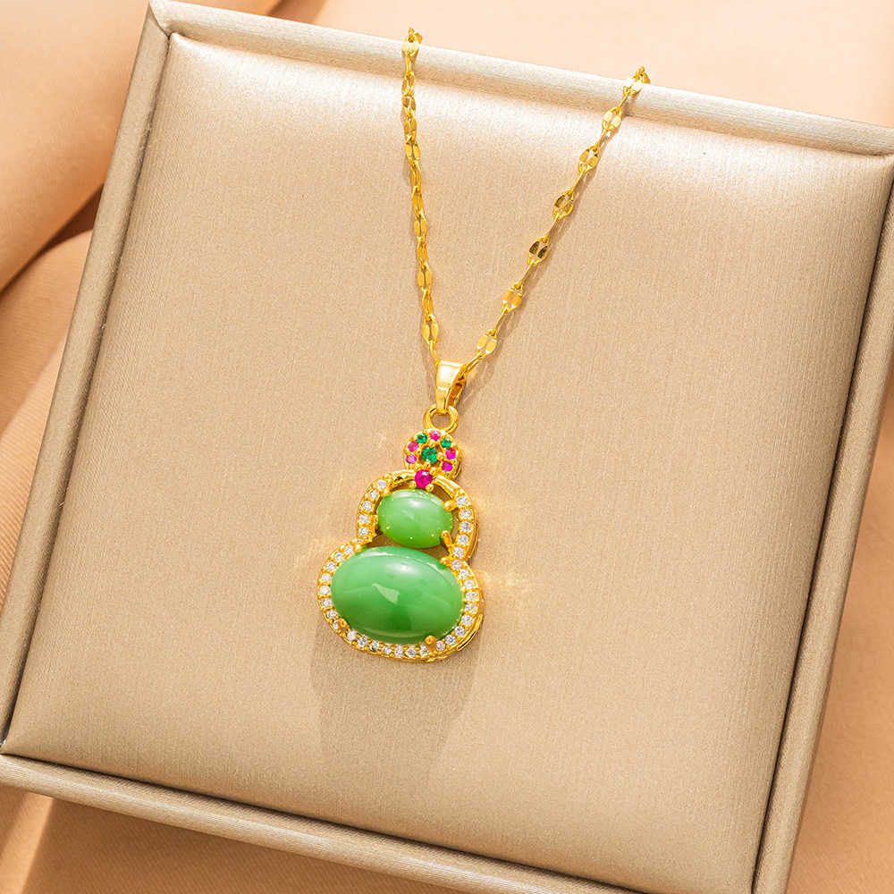 Pendant Necklaces Strands Strings Opal stone inlaid with diamond gourd necklace neck exaggerated personality net red collar chain
Pendant Necklaces Strands Strings Opal stone inlaid with diamond gourd necklace neck exaggerated personality net red collar chain